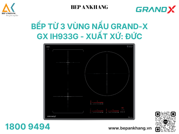 Bếp từ 3 vùng nấu Grand X GX IH933G - Made In Germany